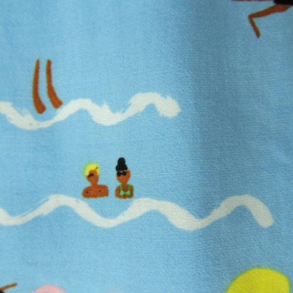 Rare Larke Anthropologie ruffle dress blue cute summer fun print 2XS petite - Picture 10 of 13